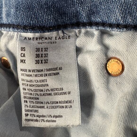 American Eagle SZ 30x32 (28x30) Athletic Mens Jeans Distressed Airflex+ Zip-Fly - Picture 11 of 12